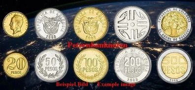 Kolumbien / Colombia KMS. 1994-2010 Unc 5 Münzen #6295#