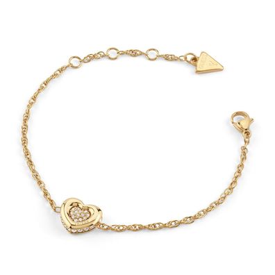 Guess Schmuck Damen-Armband Herz Pave Goldfarben S JUBB05461JWYGS