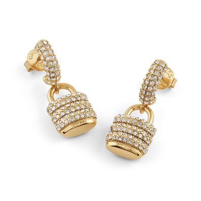 Guess Schmuck Damen-Ohrringe Ohrhänger Pave Padlock Goldfarben JUBE05407JWYGT/U