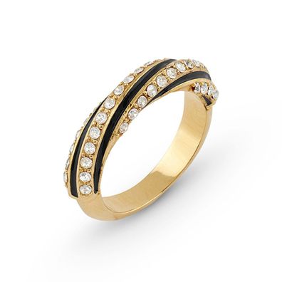 Guess Schmuck Damenring Enamel Twisted Schwarz/Gold JUBR05384JWYGBK