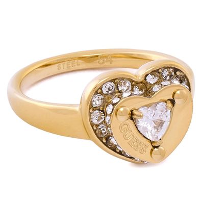 Guess Schmuck Damenring Herz Pave Goldfarben JUBR05552JWYG