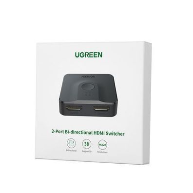 Ugreen 2-Port HDMI Umschalter - 4K 60Hz Verteiler, Schwarz (CM217)