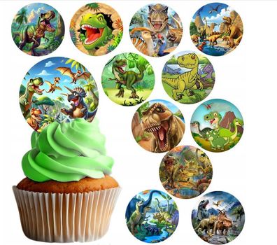 Dinosaurier Essbar 12 Muffin Zuckermasse Tortenbild Tortenaufleger