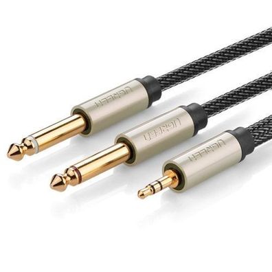 Ugreen Audio Kabel 3,5 mm Mini Jack auf 2 x 6,35 mm Jack, 2 Meter, Grau (AV126)