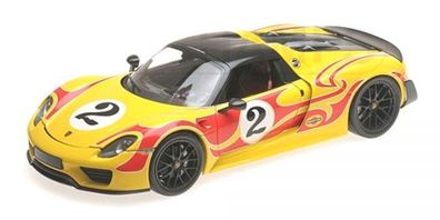 Porsche 918 Spyder Weissach Package (yellow with red stripes) 2015