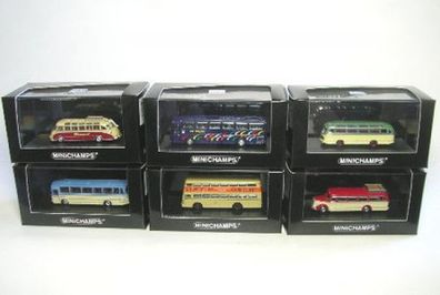 Set mit 6 verschiedenen Omnibussen