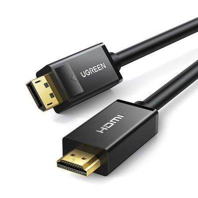 DisplayPort auf HDMI Kabel, 3m, 4K, Schwarz - Ugreen DP101, Hochwertige Video- u