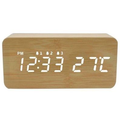 Digitaler LED-Wecker mit Thermometer Alarm Temperatur Nachttisch Uhr Netzwecker Retoo