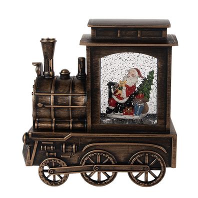 Clayre & Eef Weihnachtsdekoration mit LED-Beleuchtung und Musik Zug 20x9x21 cm Braun