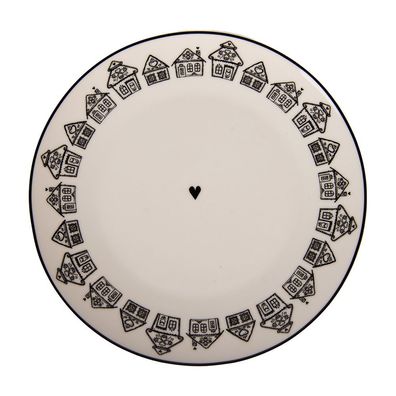 Clayre & Eef Frühstücksteller Ø 20x2 cm Beige Porzellan Lebkuchenhaus (Gr. Ø 20x2 cm)