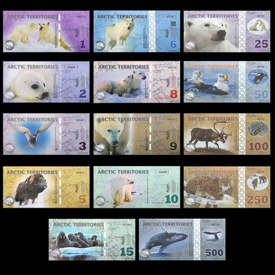Arctic-Territories Banknoten 1 bis 500 Dollar Papiergeldscheine (AB1309251)