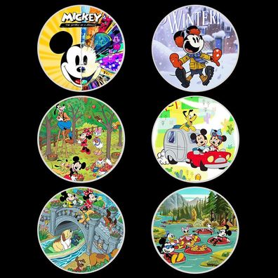 6 Stück Schöne Zeichentrick Medaillen Mickey und Freunde, Neusilber (MM13092550)
