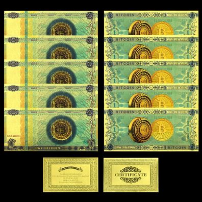 5 x 1 Dollar Bit. Banknote - vergoldet / Folie + Zertifikat(CM13092565)