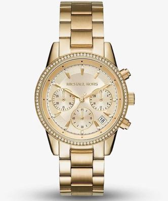 Michael Kors Ritz Gold Überzogen Chronograph Betrachten MK6356