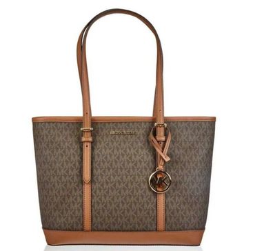 Michael Kors Jet Satz Reisen Klein Reißverschluss oben ToteTasche 35S0GTVT1V Braun