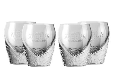 Averna Shotglas - 4er Set Glas neues Design / Tumbler mit Muster und 2cm Eichun