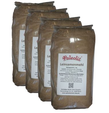 4 x 1kg Leinsamenmehl teilentölt Glutenfrei Leinmehl Vegan