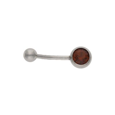 JuwelmaLux Bauchnabelpiercing Edelstahl mit synth. Zirkonia hellbraun JL30-01-2030