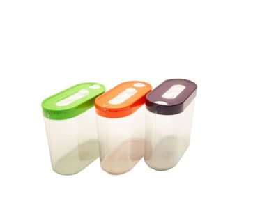 Schüttdose 0,75 Liter stapelbar Kunststoff transparent Deckel diverse Farben 14 x