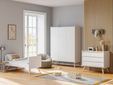 Babyzimmer Kinderzimmer komplett VIENNA Set B weiß eiche Schrank Kommode Bett