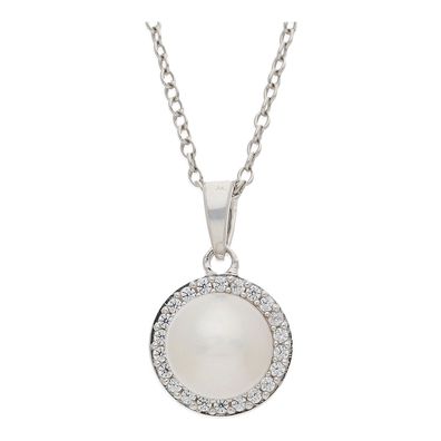 JuwelmaLux Anhänger 333/000 (8 Karat) Weißgold mit Süßwasser Zuchtperle und Zirkonia