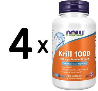 4 x NOW Foods Neptune Krill Oil, 1000mg - 60 softgels