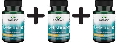 3 x Swanson AjiPure L-Histidine, 500mg - 60 vcaps