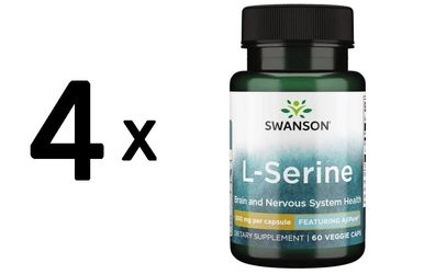 4 x Swanson AjiPure L-Serine, 500mg - 60 vcaps