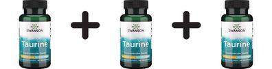 3 x Swanson AjiPure Taurine, 1g - 60 vcaps