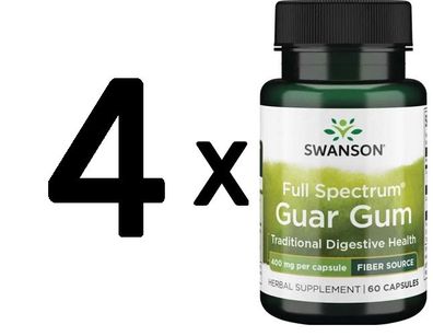 4 x Swanson Full Spectrum Guar Gum, 400mg - 60 caps