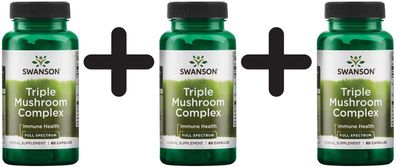 3 x Swanson Full Spectrum Triple Mushroom Complex - 60 caps
