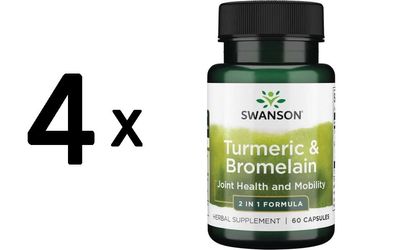 4 x Swanson Full Spectrum Turmeric & Bromelain - 60 caps