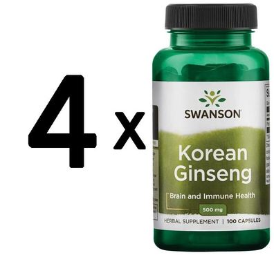 4 x Swanson Korean Ginseng, 500mg - 100 caps