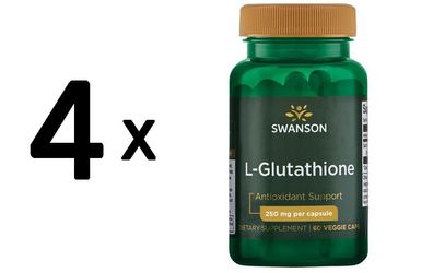 4 x Swanson L-Glutathione, 250mg - 60 vcaps