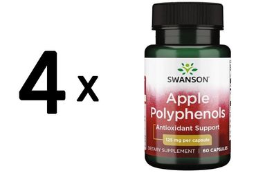4 x Swanson Maximum Strength Apple Polyphenols, 125mg - 60 caps