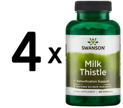 4 x Swanson Milk Thistle (Standardized), 250mg - 120 caps