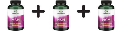 3 x Swanson MSM Methylsulfonylmethane, 1000mg - 120 caps