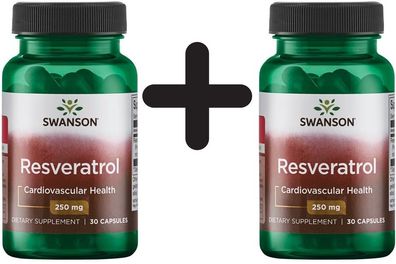 2 x Swanson Resveratrol, 250mg - 30 caps