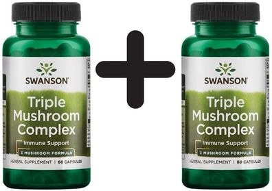 2 x Swanson Triple Mushroom Standardized Complex, High-Potency - 60 caps