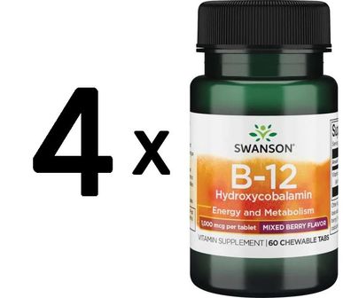 4 x Swanson Vitamin B-12, Sublingual - 60 sublingual tabs