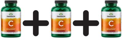 3 x Swanson Vitamin C with Rose Hips, 1000mg Timed-Release - 250 tabs