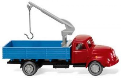 Magirus S 3500 Pritschen-Lkw mit Ladekran (rot/blau) 1958