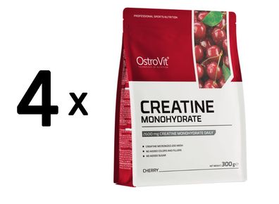 4 x OstroVit Creatine Monohydrate, Cherry - 300g