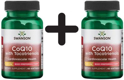 2 x Swanson CoQ10, 100mg with 10mg Tocotrienols - 60 softgels