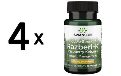 4 x Swanson Double Strength Razberi-K, 200mg - 60 vcaps