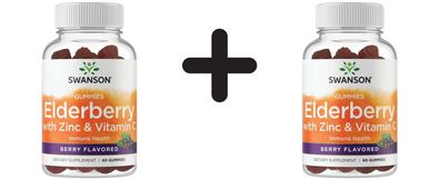2 x Swanson Elderberry Gummies with Zinc & Vitamin C, Berry - 60 gummies