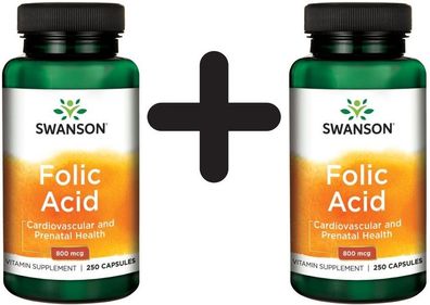 2 x Swanson Folic Acid, 800mcg - 250 caps