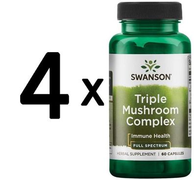 4 x Swanson Full Spectrum Triple Mushroom Complex - 60 caps