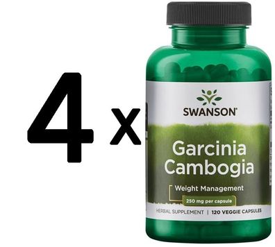4 x Swanson Garcinia Cambogia, 250mg - 120 vcaps