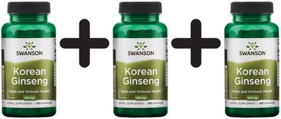 3 x Swanson Korean Ginseng, 500mg - 100 caps